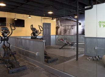 basement remodel with a home gym