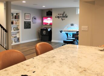 Basement renovation in Frederick with a home bar