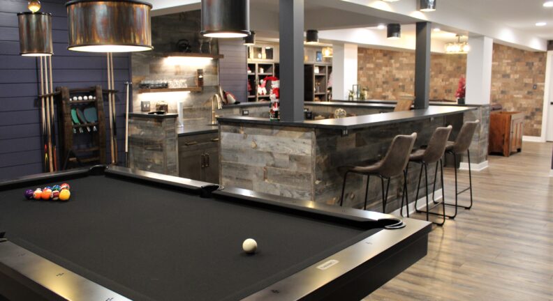 Basement remodel with a western vibe
